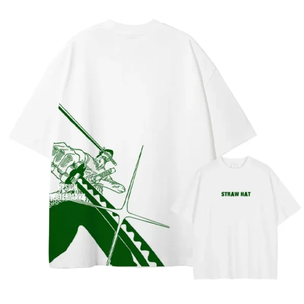One Piece Roronoa Zoro T-Shirt (Santoryu, White)