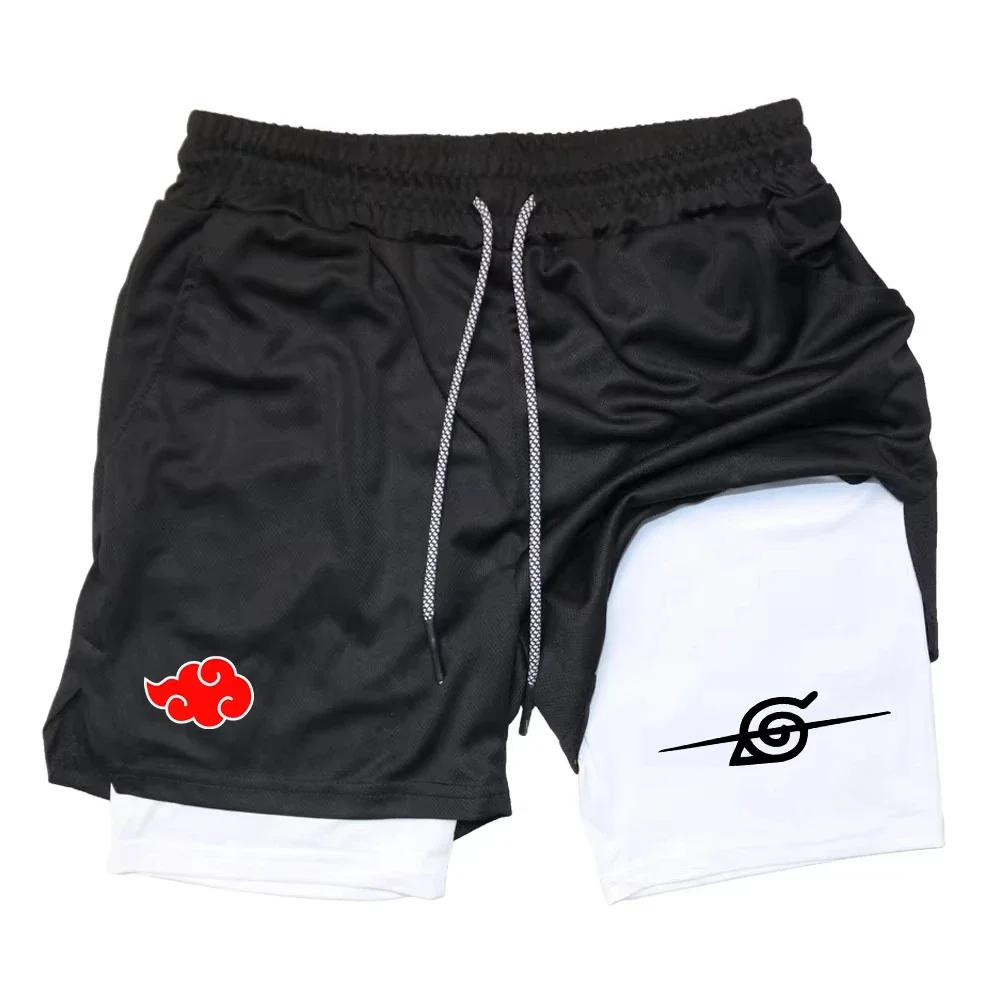 Naruto Akatsuki & Hidden Leaf 2-in-1 Gym Shorts