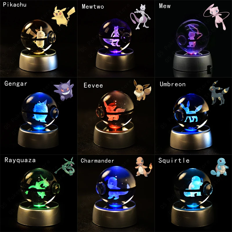 Pokémon Crystal Ball Lamp with Poké Ball Base